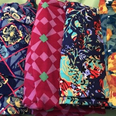 Lularoe TC Leggings - Lot Of 5 - NEW! Flowers, Geo, Bright & Colorful For Summer